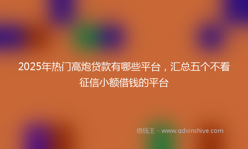 2025年热门高炮贷款有哪些平台，汇总五个不看征信小额借钱的平台