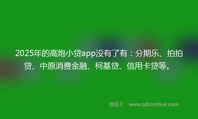 2025年的高炮小贷app没有了有：分期乐、拍拍贷、中原消费金融、柯基贷、信用卡贷等。