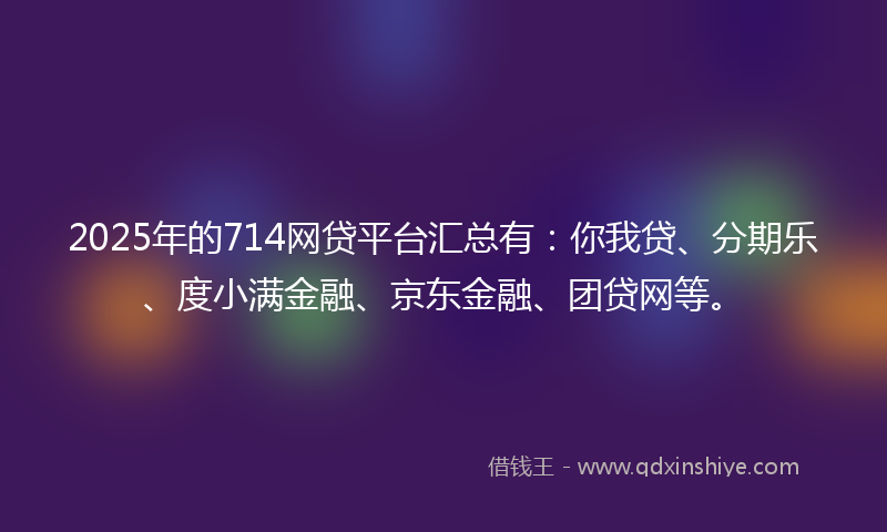 2025年的714网贷平台汇总有：你我贷、分期乐、度小满金融、京东金融、团贷网等。