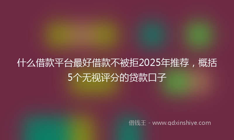 什么借款平台最好借款不被拒2025年推荐，概括5个无视评分的贷款口子