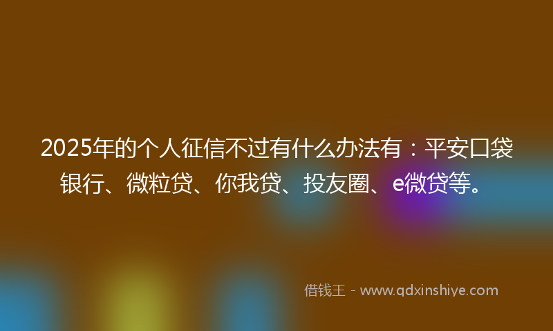 2025年的个人征信不过有什么办法有：平安口袋银行、微粒贷、你我贷、投友圈、e微贷等。