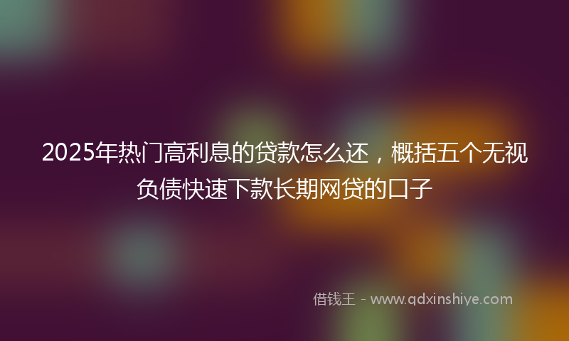 2025年热门高利息的贷款怎么还，概括五个无视负债快速下款长期网贷的口子
