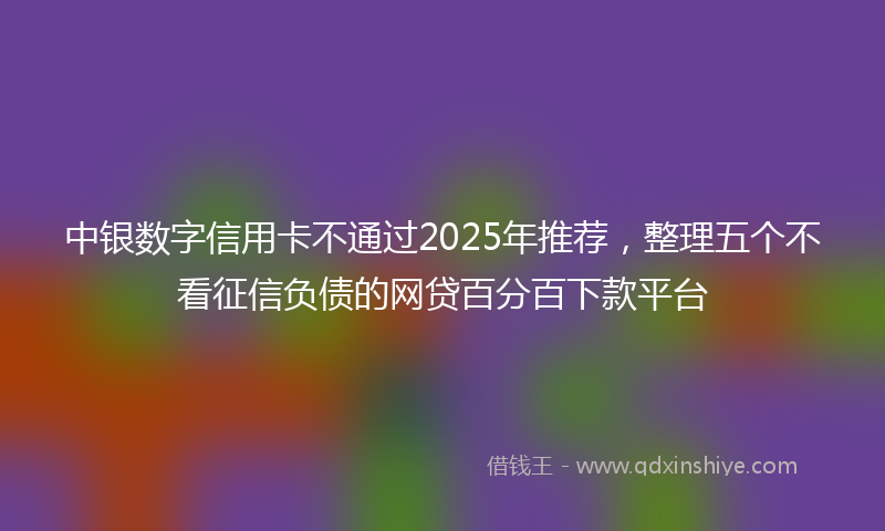 中银数字信用卡不通过2025年推荐，整理五个不看征信负债的网贷百分百下款平台
