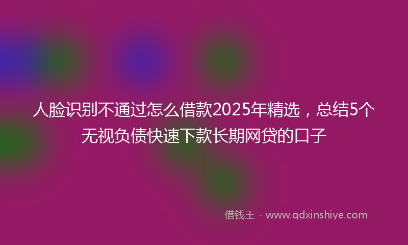 人脸识别不通过怎么借款2025年精选，总结5个无视负债快速下款长期网贷的口子