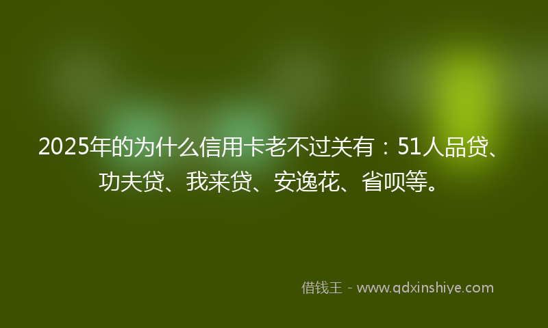 2025年的为什么信用卡老不过关有：51人品贷、功夫贷、我来贷、安逸花、省呗等。