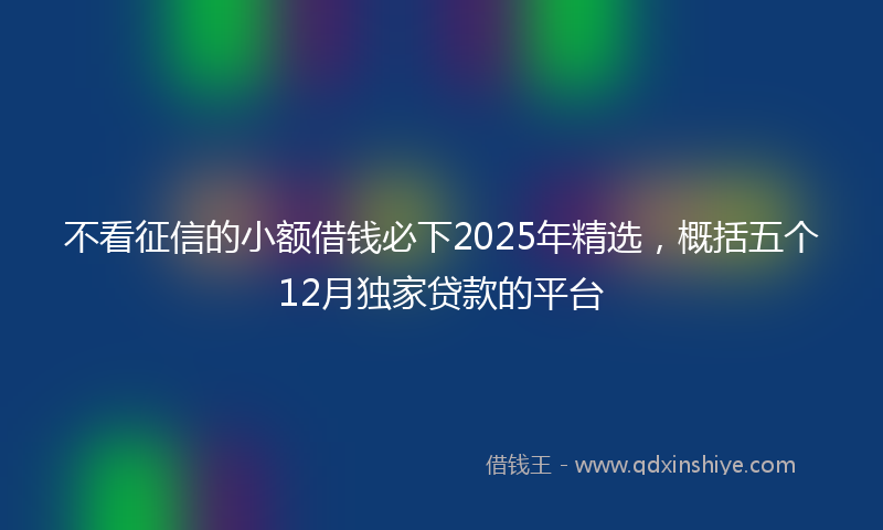不看征信的小额借钱必下2025年精选，概括五个12月独家贷款的平台