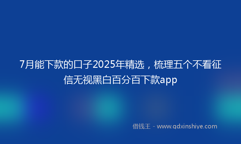7月能下款的口子2025年精选，梳理五个不看征信无视黑白百分百下款app