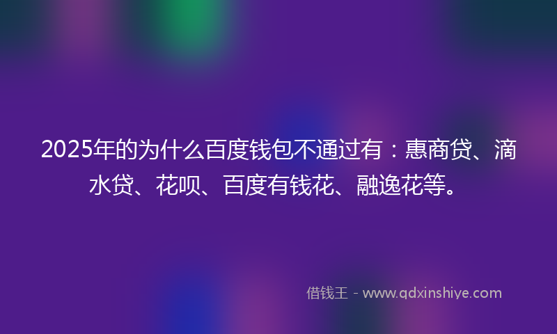 2025年的为什么百度钱包不通过有：惠商贷、滴水贷、花呗、百度有钱花、融逸花等。