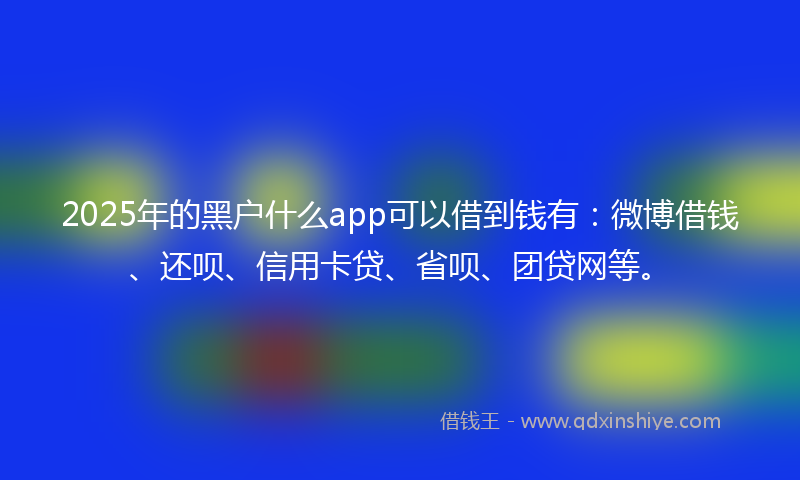 2025年的黑户什么app可以借到钱有：微博借钱、还呗、信用卡贷、省呗、团贷网等。