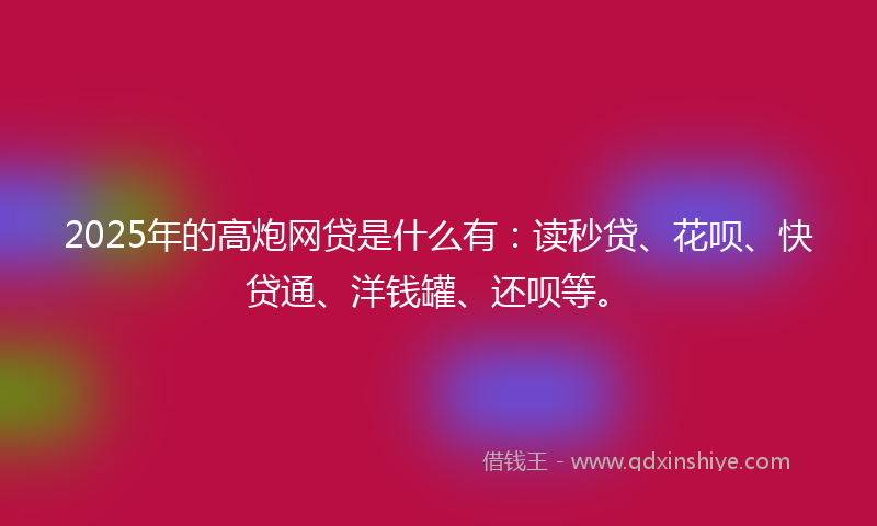 2025年的高炮网贷是什么有：读秒贷、花呗、快贷通、洋钱罐、还呗等。