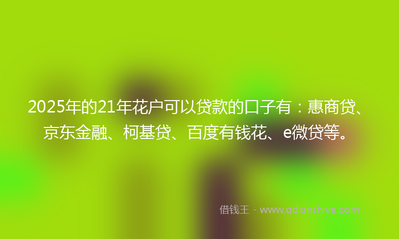 2025年的21年花户可以贷款的口子有：惠商贷、京东金融、柯基贷、百度有钱花、e微贷等。