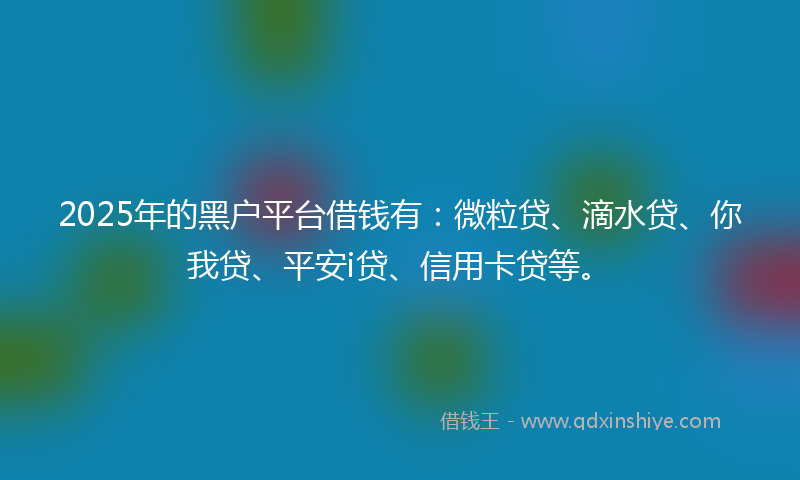 2025年的黑户平台借钱有：微粒贷、滴水贷、你我贷、平安i贷、信用卡贷等。