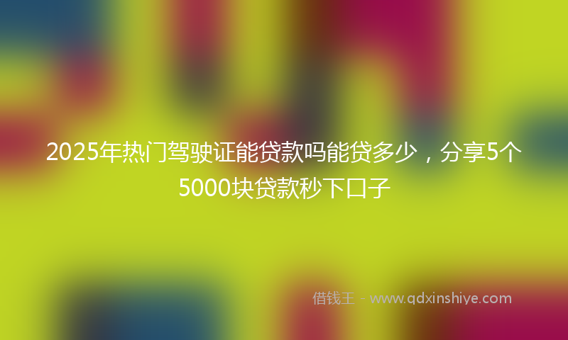 2025年热门驾驶证能贷款吗能贷多少，分享5个5000块贷款秒下口子