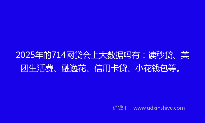 2025年的714网贷会上大数据吗有：读秒贷、美团生活费、融逸花、信用卡贷、小花钱包等。