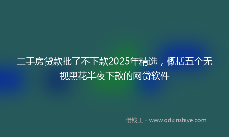 二手房贷款批了不下款2025年精选，概括五个无视黑花半夜下款的网贷软件