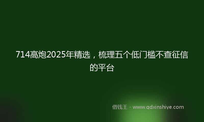 714高炮2025年精选，梳理五个低门槛不查征信的平台