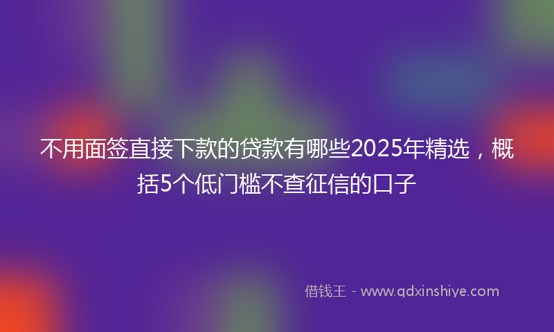 不用面签直接下款的贷款有哪些2025年精选，概括5个低门槛不查征信的口子