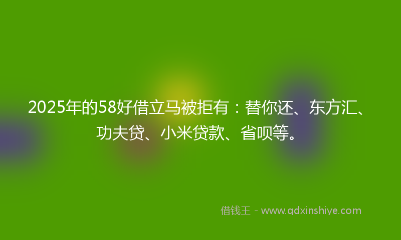 2025年的58好借立马被拒有：替你还、东方汇、功夫贷、小米贷款、省呗等。