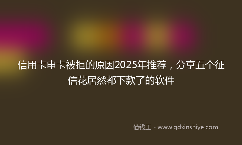信用卡申卡被拒的原因2025年推荐，分享五个征信花居然都下款了的软件