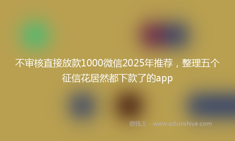 不审核直接放款1000微信2025年推荐，整理五个征信花居然都下款了的app