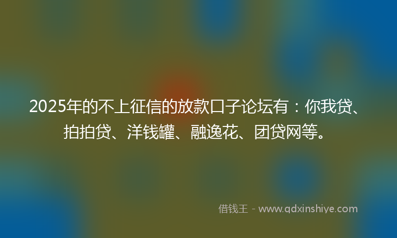 2025年的不上征信的放款口子论坛有：你我贷、拍拍贷、洋钱罐、融逸花、团贷网等。