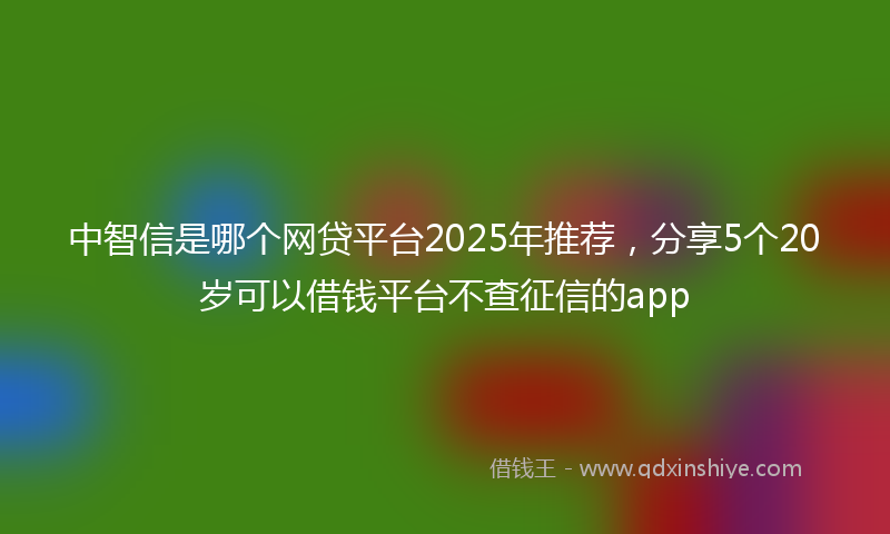 中智信是哪个网贷平台2025年推荐，分享5个20岁可以借钱平台不查征信的app
