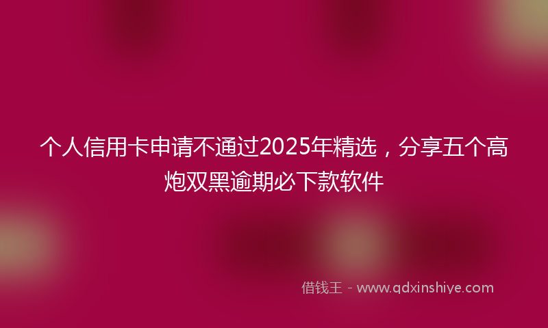 个人信用卡申请不通过2025年精选，分享五个高炮双黑逾期必下款软件