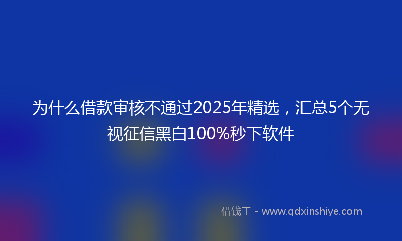 为什么借款审核不通过2025年精选，汇总5个无视征信黑白100%秒下软件