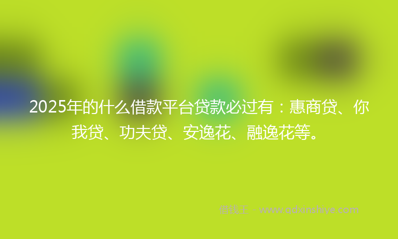 2025年的什么借款平台贷款必过有：惠商贷、你我贷、功夫贷、安逸花、融逸花等。