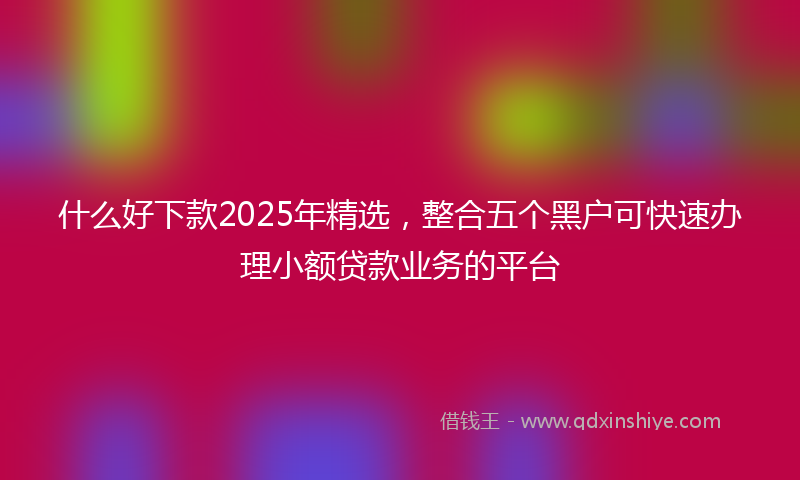 什么好下款2025年精选，整合五个黑户可快速办理小额贷款业务的平台