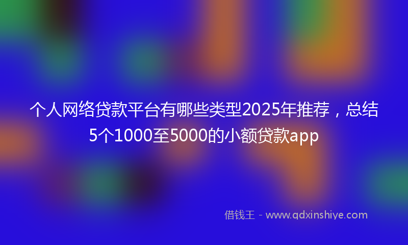个人网络贷款平台有哪些类型2025年推荐，总结5个1000至5000的小额贷款app