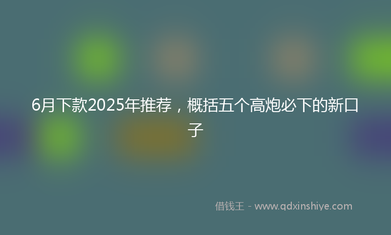 6月下款2025年推荐，概括五个高炮必下的新口子