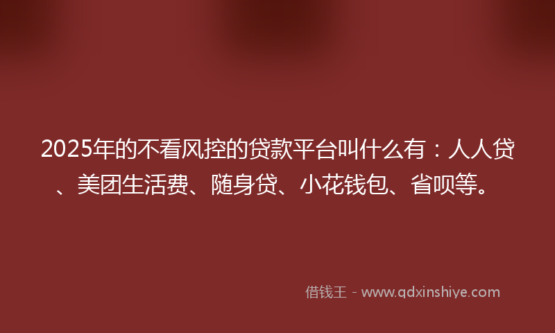 2025年的不看风控的贷款平台叫什么有：人人贷、美团生活费、随身贷、小花钱包、省呗等。