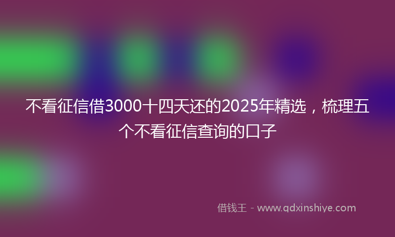 不看征信借3000十四天还的2025年精选，梳理五个不看征信查询的口子