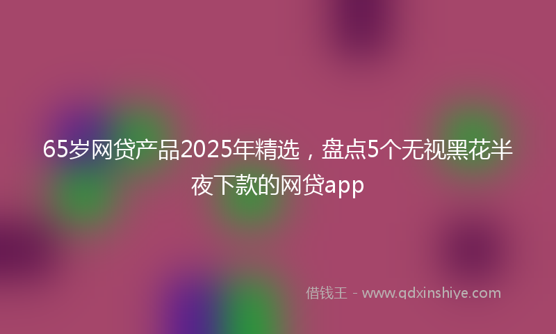 65岁网贷产品2025年精选，盘点5个无视黑花半夜下款的网贷app
