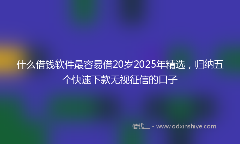 什么借钱软件最容易借20岁2025年精选，归纳五个快速下款无视征信的口子