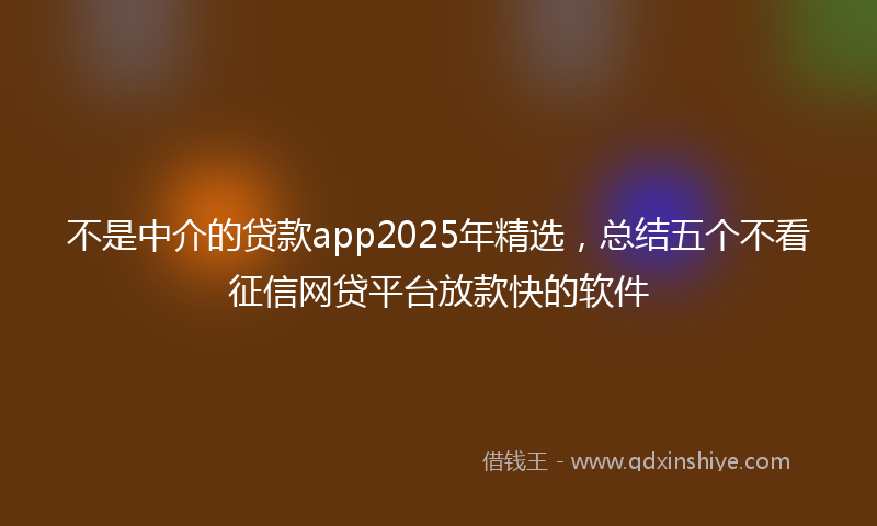 不是中介的贷款app2025年精选，总结五个不看征信网贷平台放款快的软件