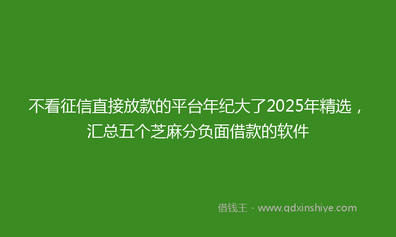 不看征信直接放款的平台年纪大了2025年精选，汇总五个芝麻分负面借款的软件