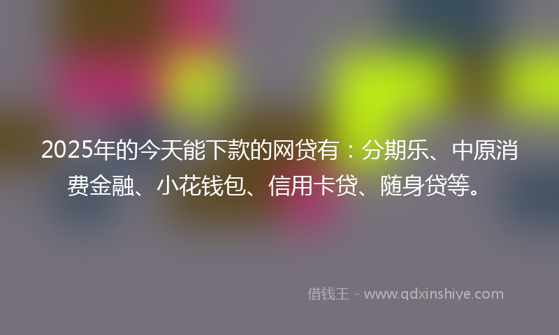 2025年的今天能下款的网贷有：分期乐、中原消费金融、小花钱包、信用卡贷、随身贷等。