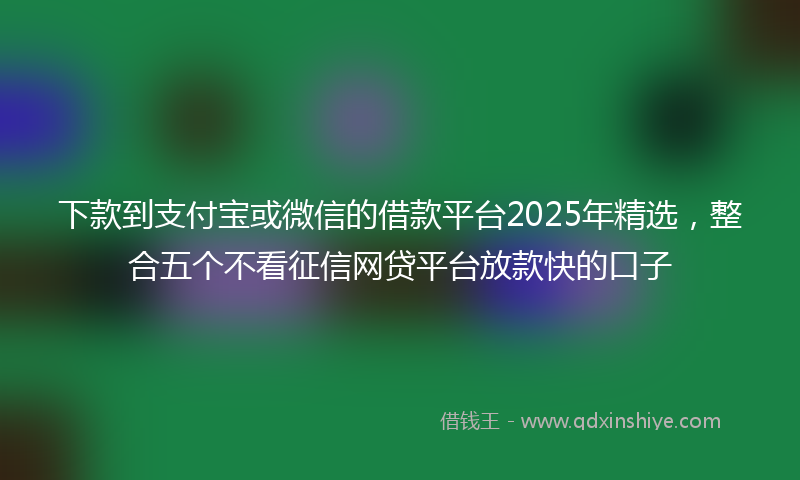 下款到支付宝或微信的借款平台2025年精选，整合五个不看征信网贷平台放款快的口子