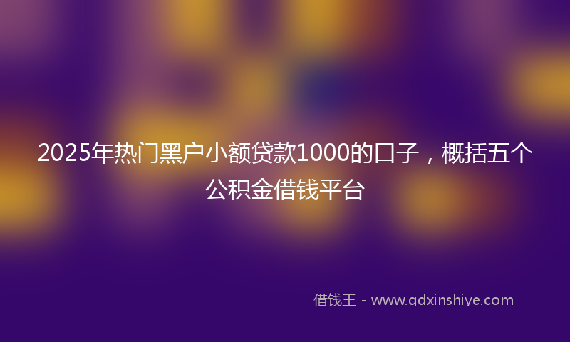 2025年热门黑户小额贷款1000的口子，概括五个公积金借钱平台