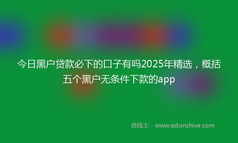 今日黑户贷款必下的口子有吗2025年精选，概括五个黑户无条件下款的app