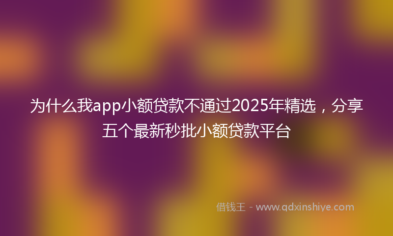 为什么我app小额贷款不通过2025年精选，分享五个最新秒批小额贷款平台