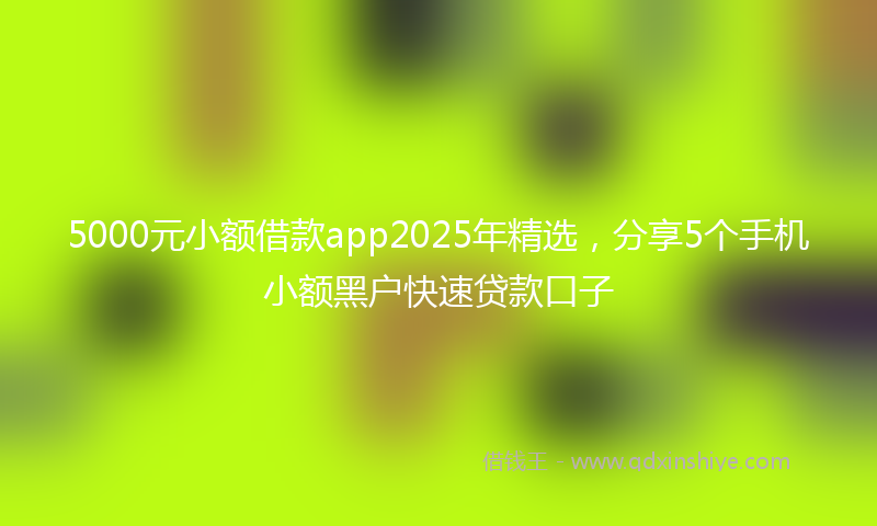 5000元小额借款app2025年精选，分享5个手机小额黑户快速贷款口子