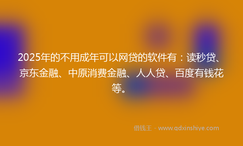 2025年的不用成年可以网贷的软件有：读秒贷、京东金融、中原消费金融、人人贷、百度有钱花等。