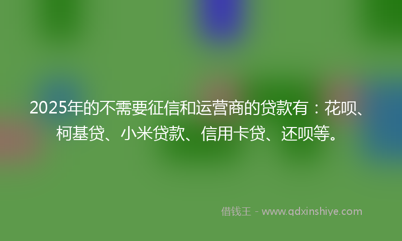 2025年的不需要征信和运营商的贷款有：花呗、柯基贷、小米贷款、信用卡贷、还呗等。