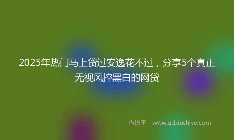 2025年热门马上贷过安逸花不过，分享5个真正无视风控黑白的网贷