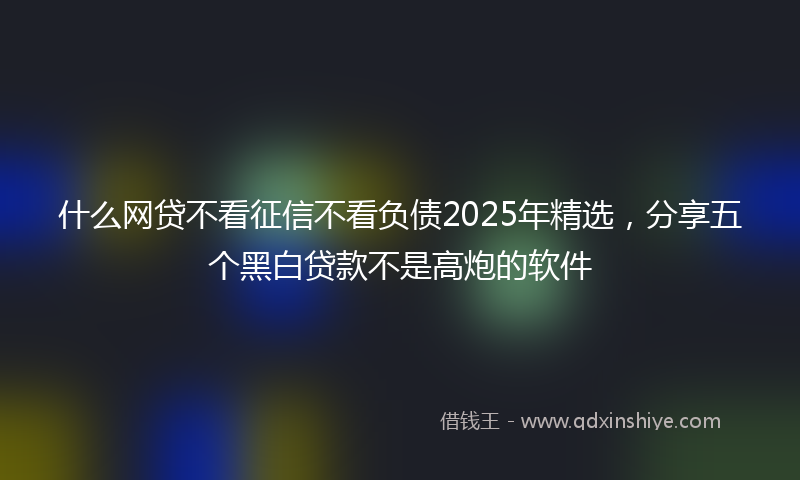 什么网贷不看征信不看负债2025年精选，分享五个黑白贷款不是高炮的软件
