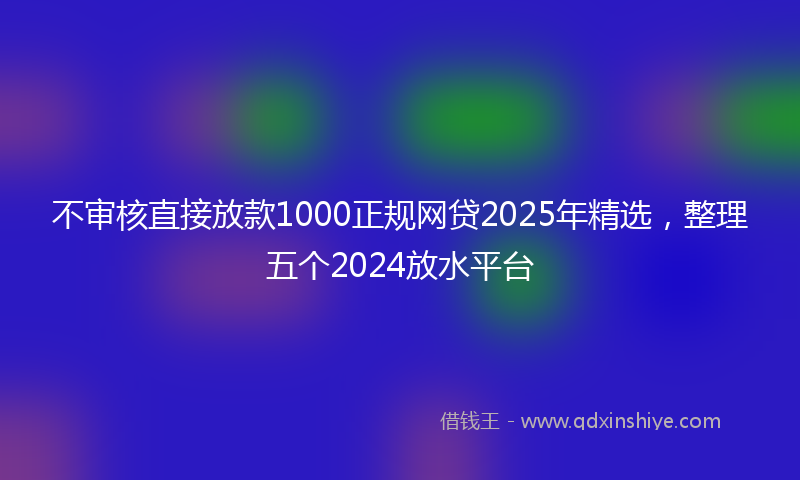 不审核直接放款1000正规网贷2025年精选，整理五个2024放水平台