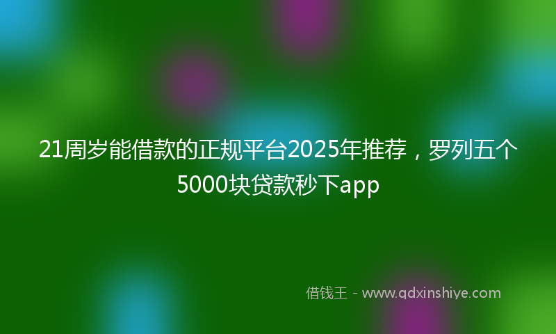 21周岁能借款的正规平台2025年推荐，罗列五个5000块贷款秒下app